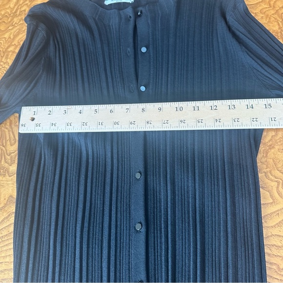 MM Lafleur Black Ribbed Knit Cardigan Sweater. Size Medium - Picture 8 of 9